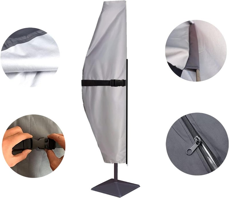 CoverFml Patio Umbrella Cover - 420D Waterproof Outdoor Offset Banana Style Umbrella Covers-Fits Curved Cantilever Offset Umbrella 9-12Ft Length or Up to 17Ft Diameter With Rod - Image 1
